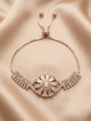 Rose Gold Radiant Sunburst Floral Slider Bracelet