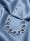 Majestic Oval Blue Gemstone & Crystal Halo Bracelet