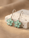 Mint Green Flower Drop Earrings