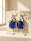 Elegant Emerald-Cut Sapphire Blue Crystal Drop Earrings