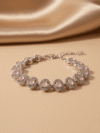 Elegant Pink Stone & Crystal Halo Bracelet