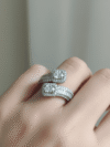 Elegant Double Halo Diamond Ring in Sterling Silver
