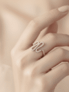 Sterling Silver Tone Zigzag Crystal Ring