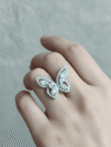 Elegant Diamond Butterfly Stud Ring